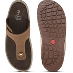 Brown Men's casual slip-on flip-flop sandal