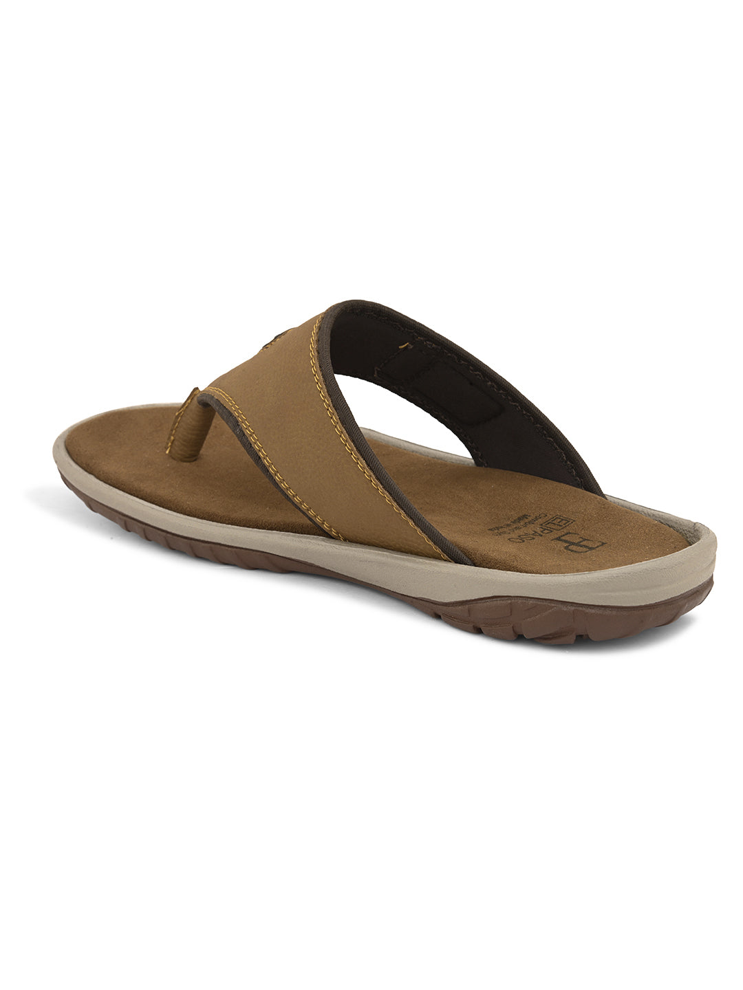 Brown Men's casual flip-flop slipper with slip-on closure