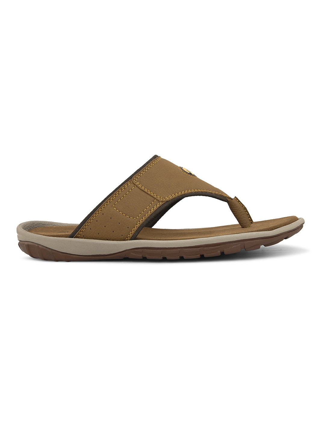 Brown casual flip-flop slipper for men with slip-on closure