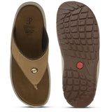 Brown Men's casual flip-flop slipper with slip-on closure