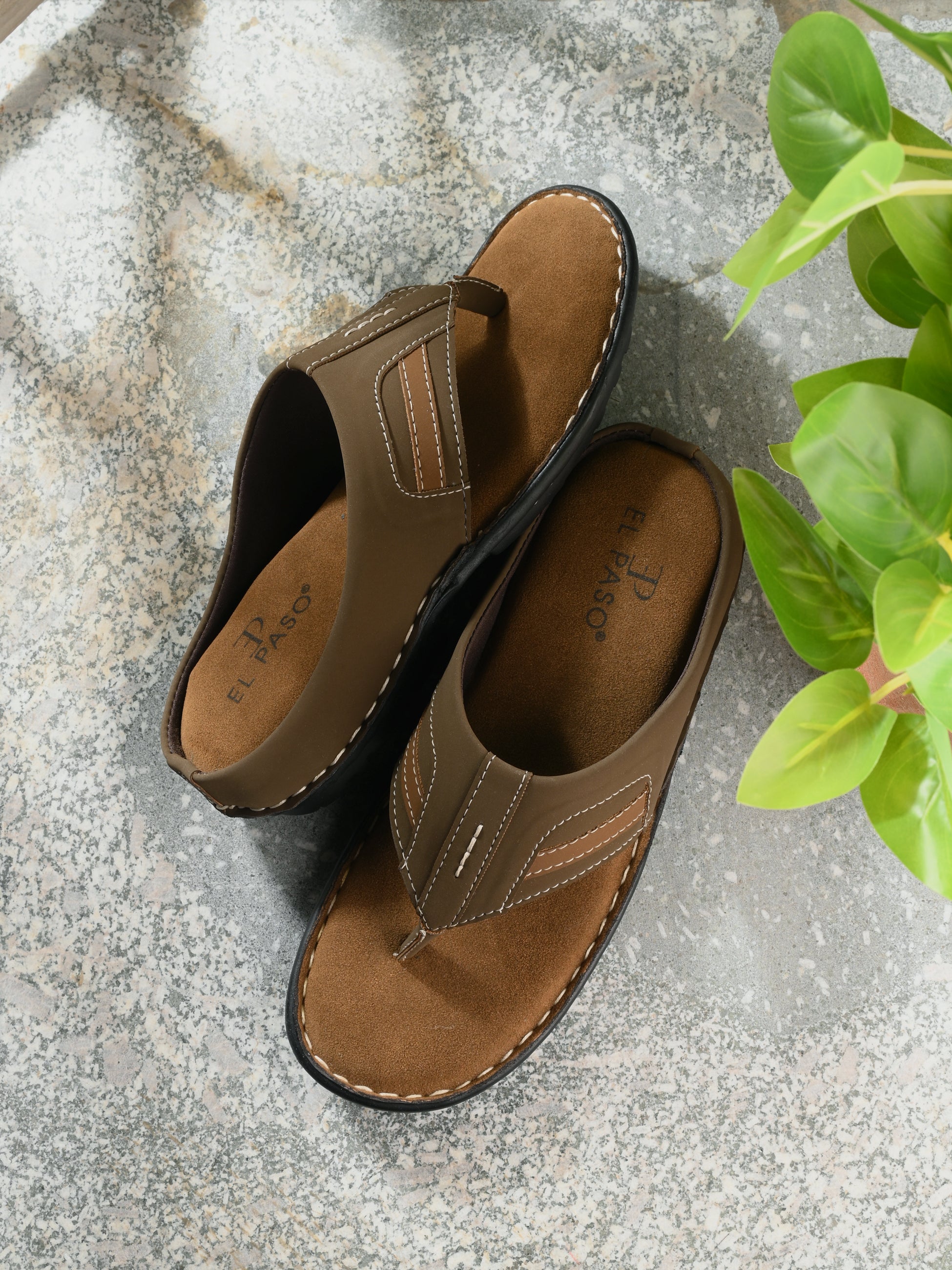 Brown Men's casual Flip-Flop slip-on sandal