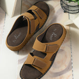 Tan Men's casual heel buckle strap slip-on sandal
