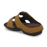 Tan Men's casual heel buckle strap slip-on sandal