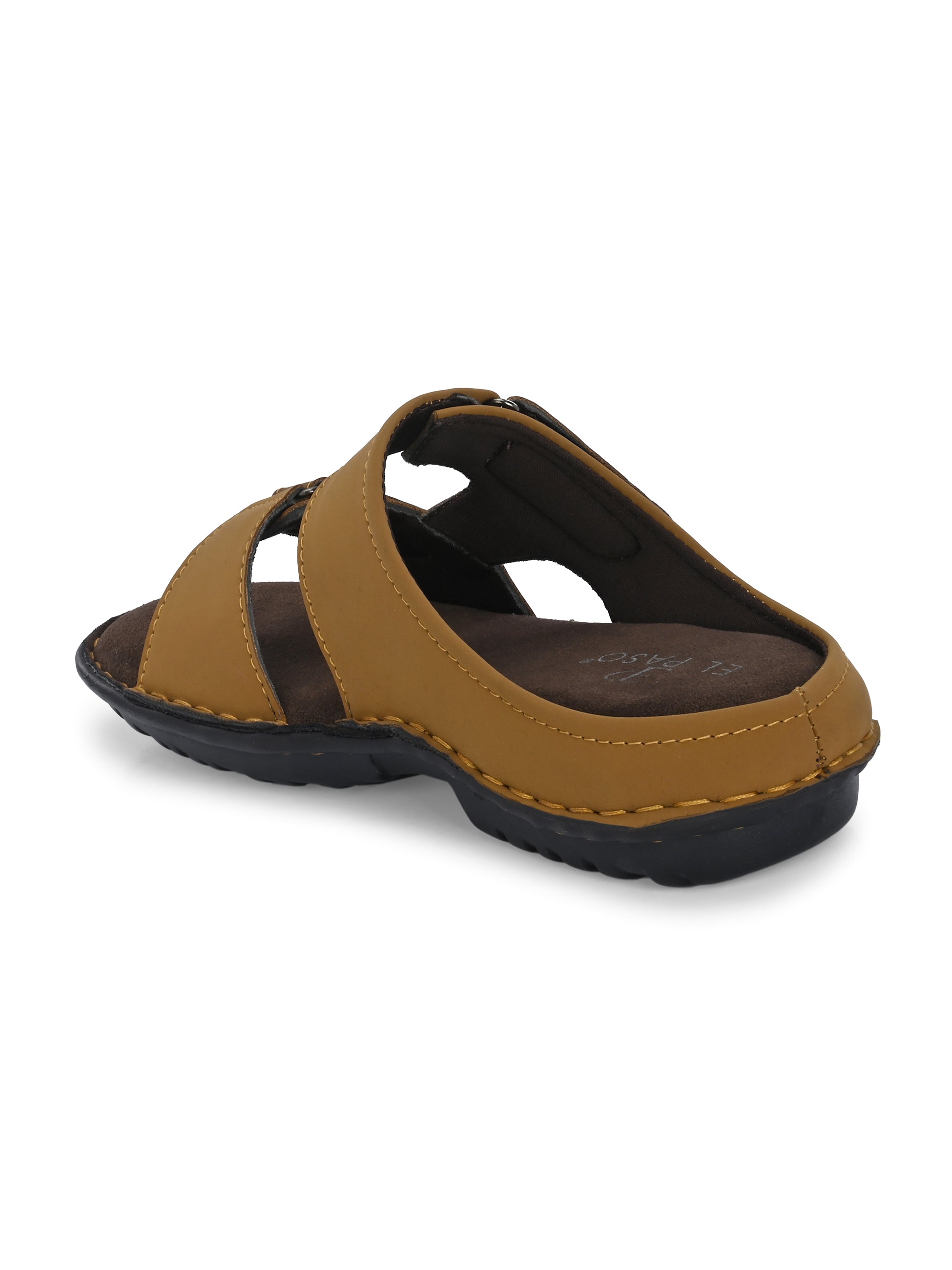 Tan Men's casual heel buckle strap slip-on sandal