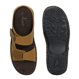 Tan Men's casual heel buckle strap slip-on sandal