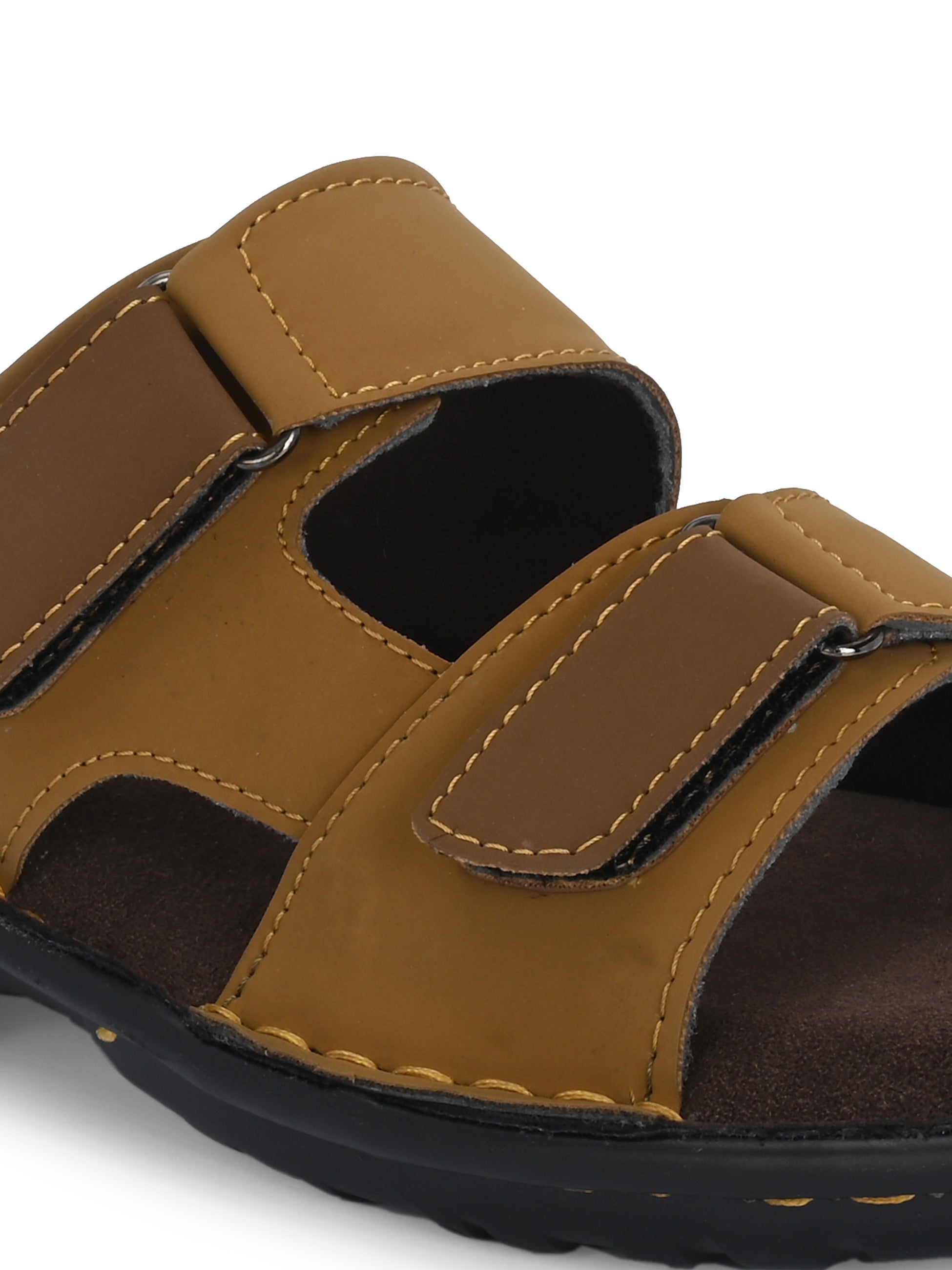 Tan Men's casual heel buckle strap slip-on sandal