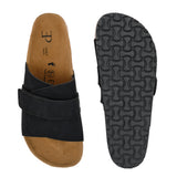 Black Women's casual flat heel slip-on sandal