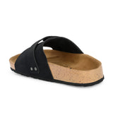 Black Women's casual flat heel slip-on sandal