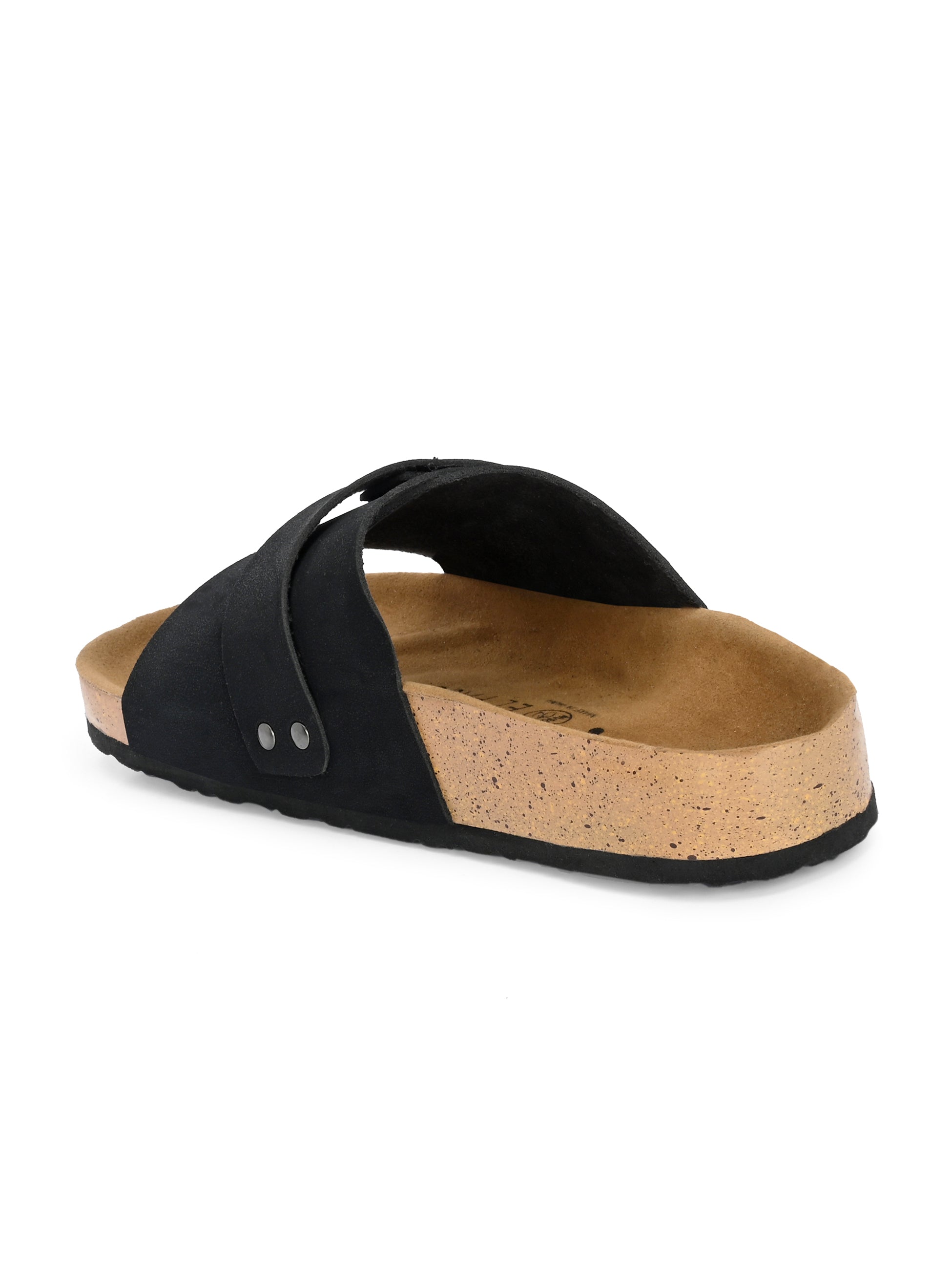 Black Women's casual flat heel slip-on sandal