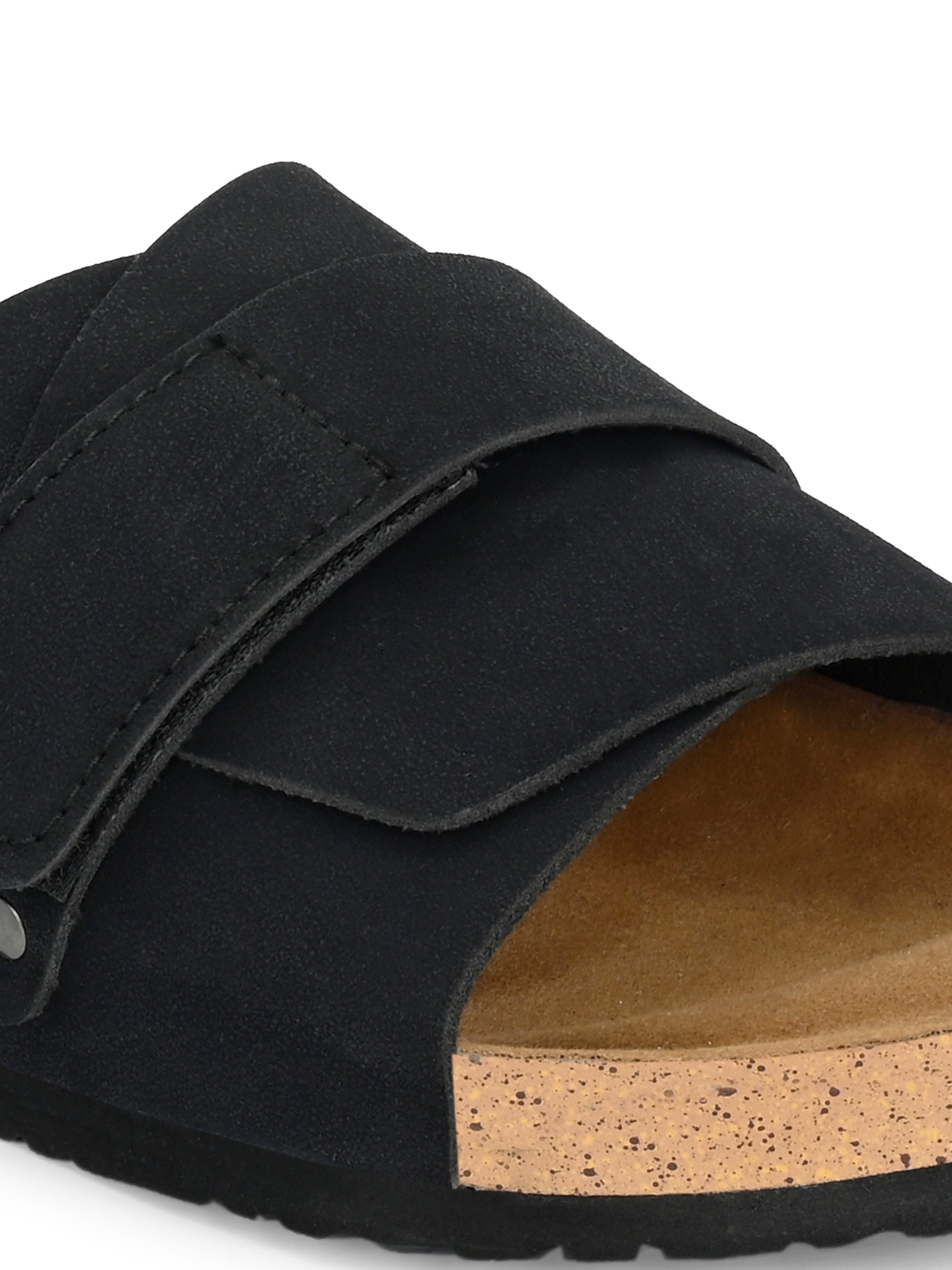 Black Women's casual flat heel slip-on sandal