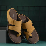 Tan Men's casual heel one-toe slip-on sandal