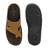 Tan Men's casual heel one-toe slip-on sandal