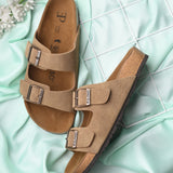 Camel Color Women's casual flat heel buckle strap sandal