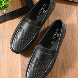 Black Textured Platform Heel Slip-On Loafer Shoes