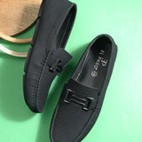 Black Platform Heel Slip-On Loafer Shoes