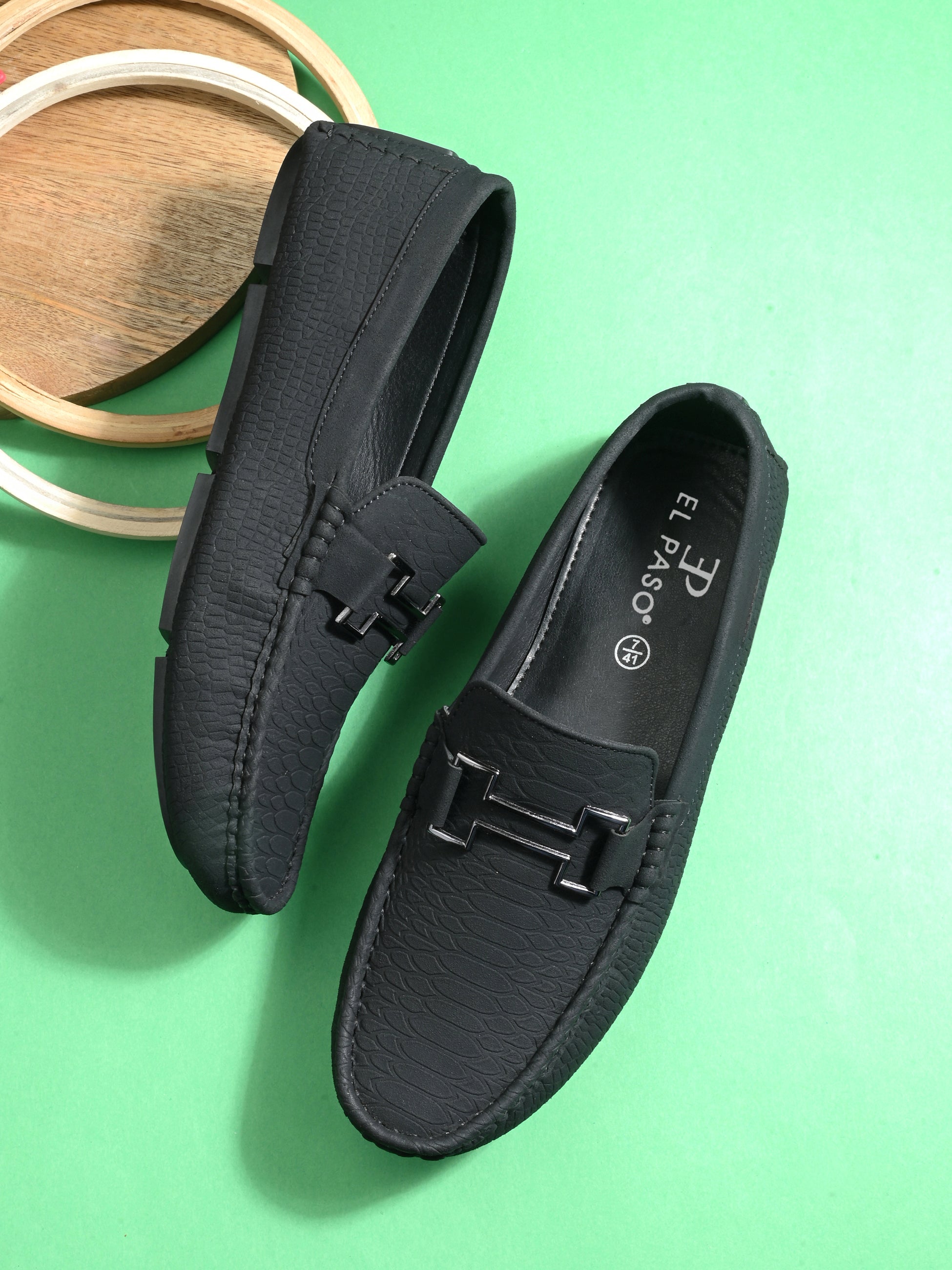 Black Platform Heel Slip-On Loafer Shoes