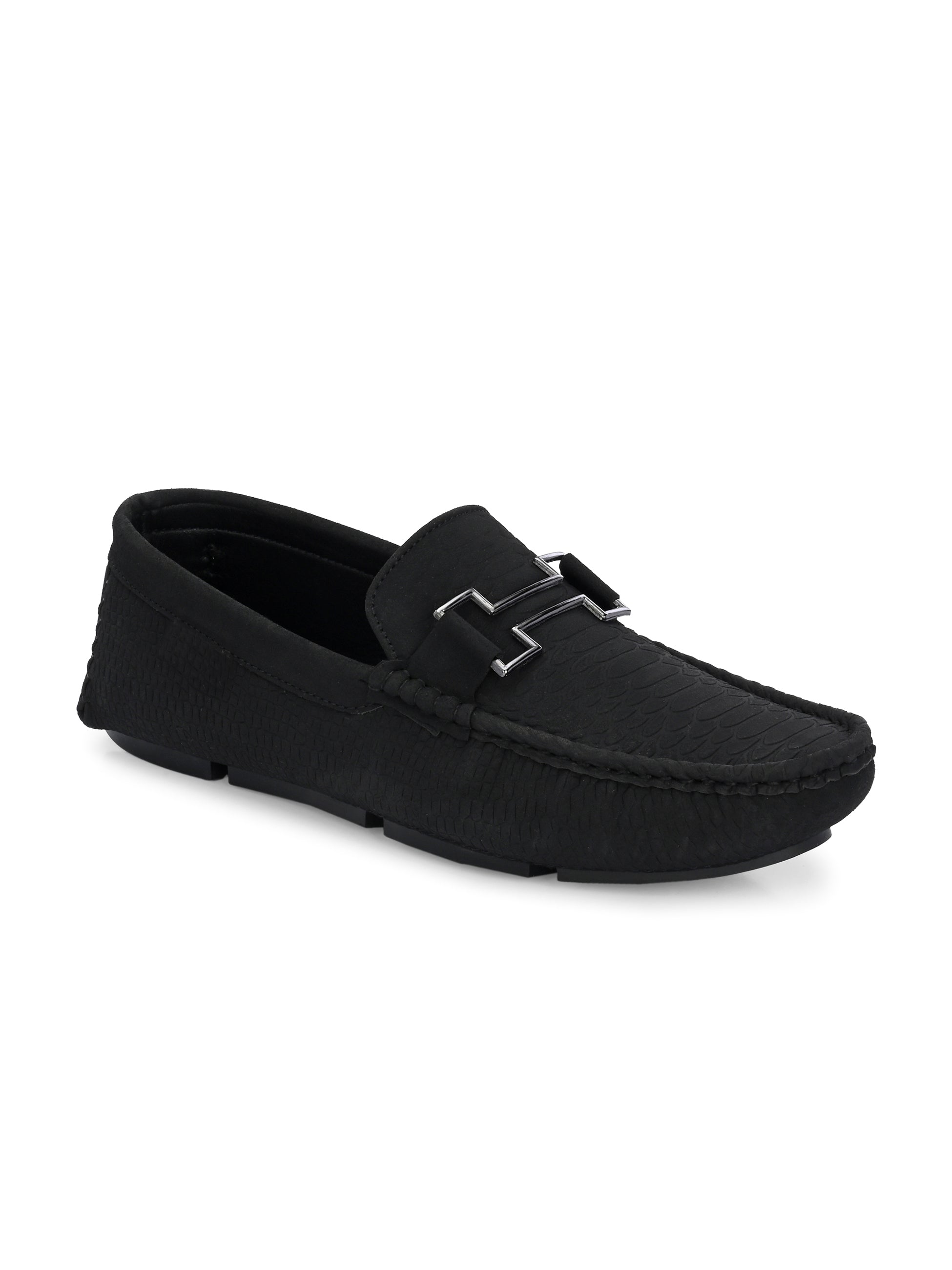 Black Platform Heel Slip-On Loafer Shoes