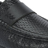 Black Textured Platform Heel Slip-On Loafer Shoes