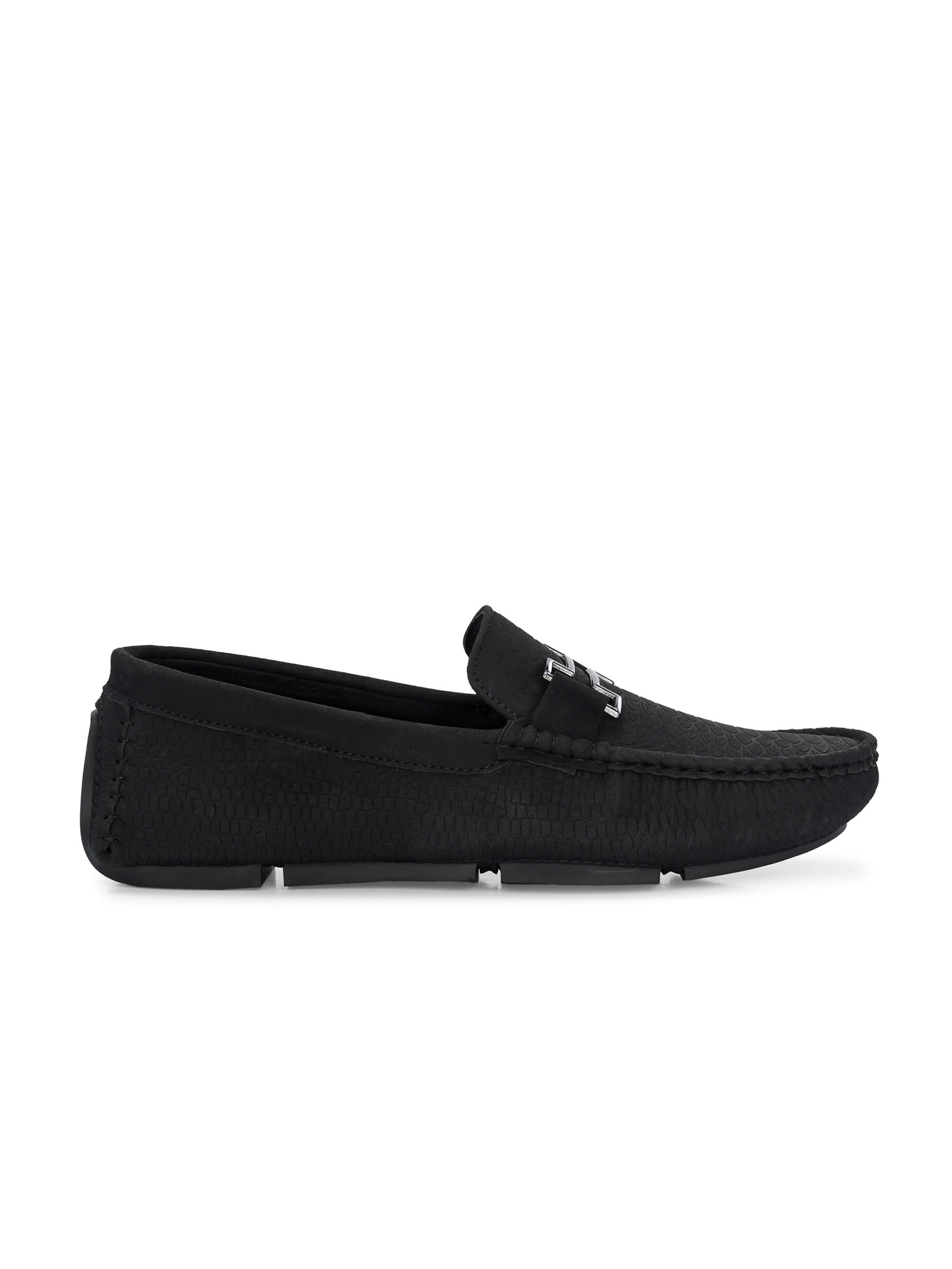 Black Platform Heel Slip-On Loafer Shoes