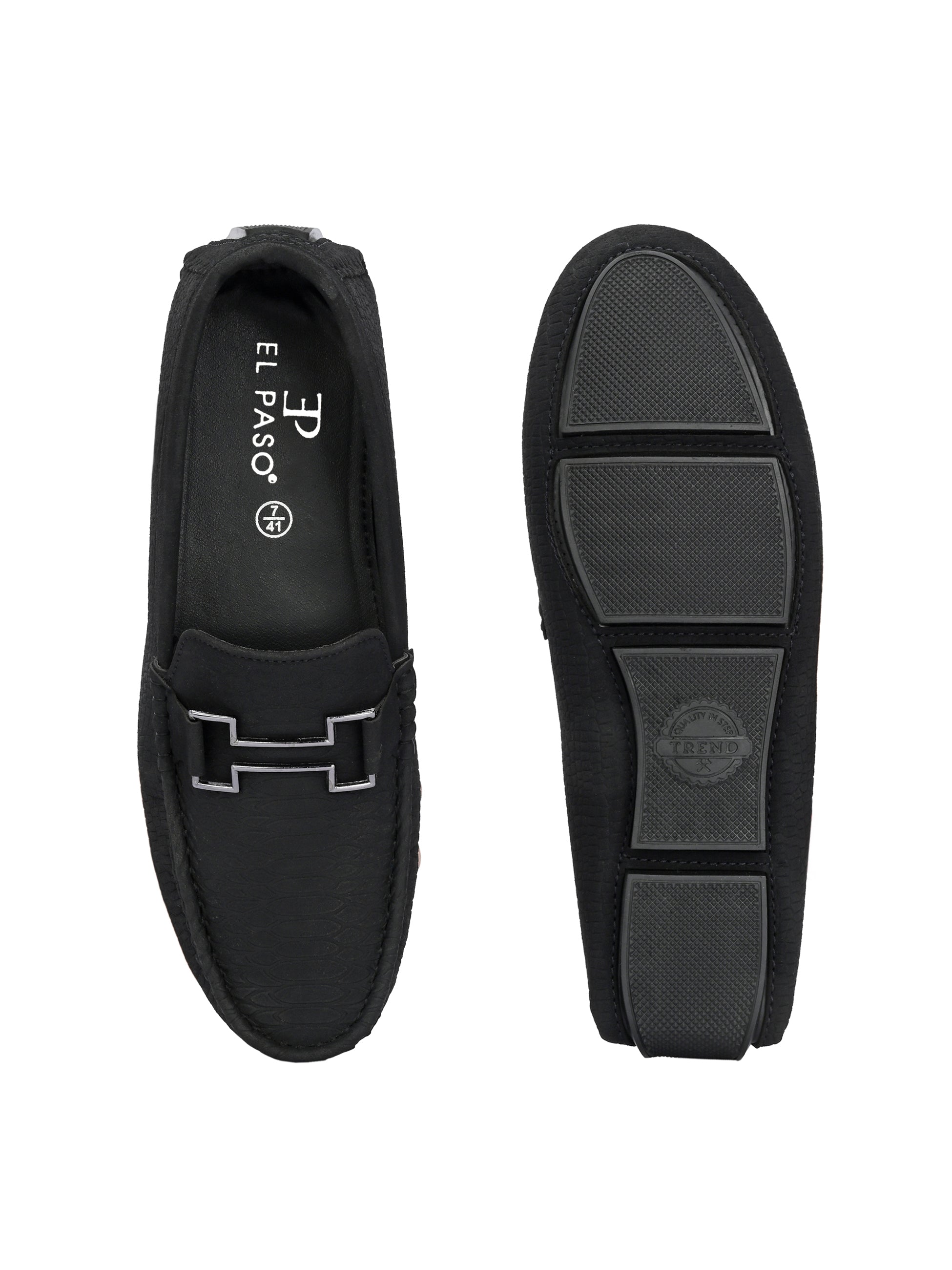 Black Platform Heel Slip-On Loafer Shoes