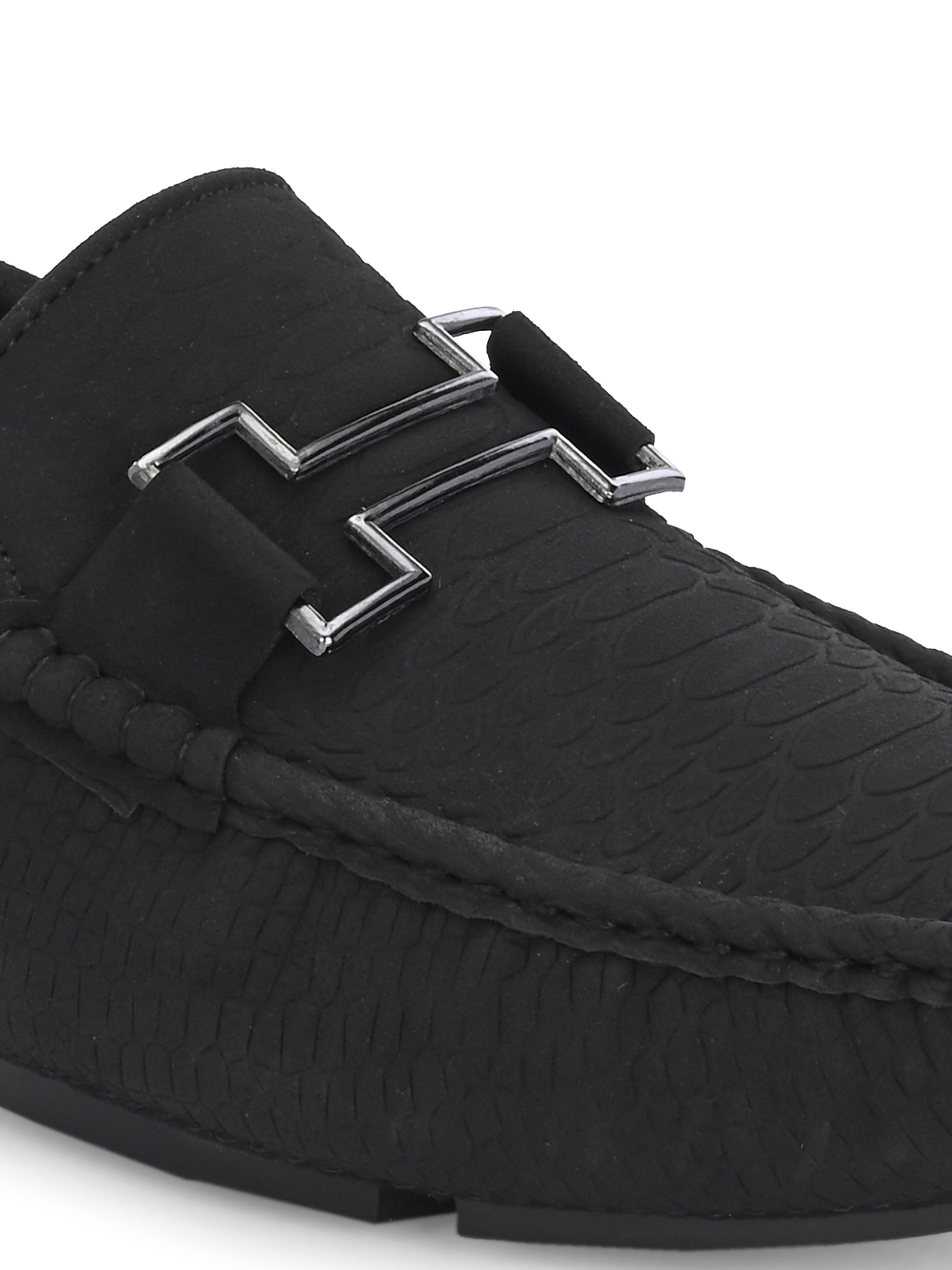 Black Platform Heel Slip-On Loafer Shoes