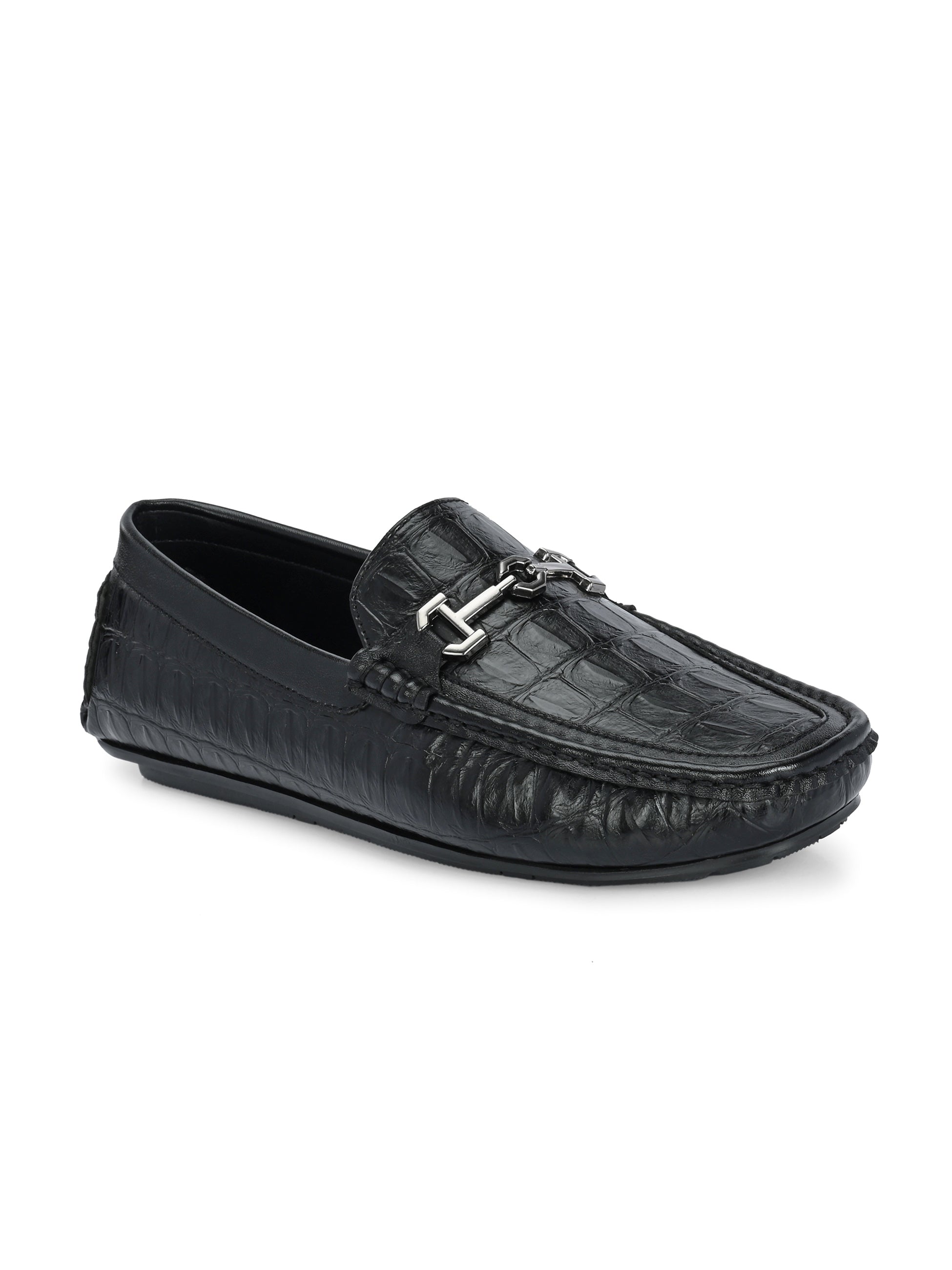 Sleek Black Casual Men Slip-On Loafer Shoes