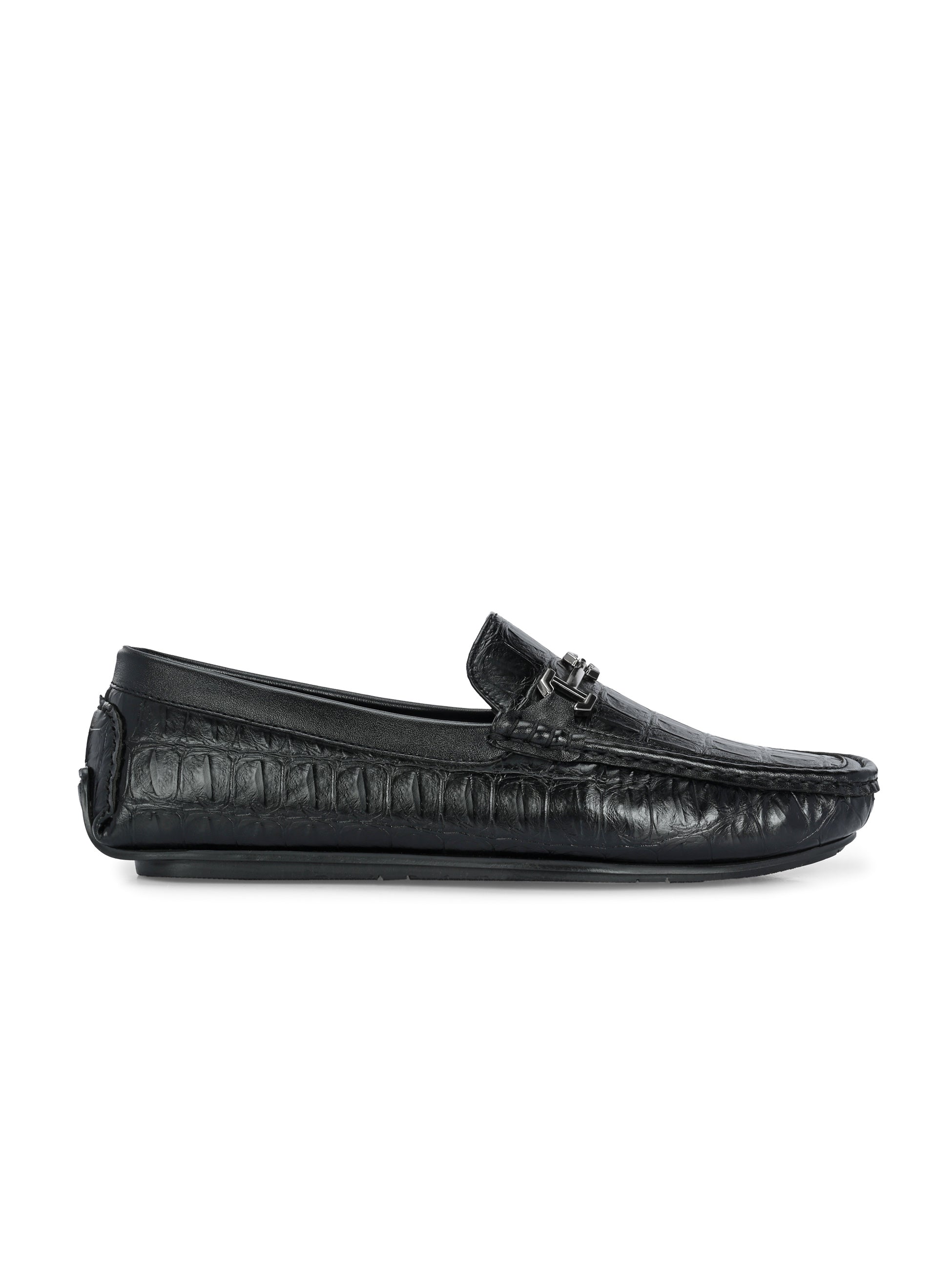Sleek Black Casual Men Slip-On Loafer Shoes