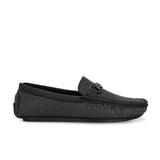 Black Sleek Textured Platform Heel Slip-On Loafer Shoes