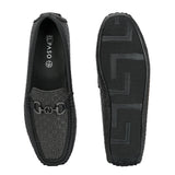 Black Sleek Textured Platform Heel Slip-On Loafer Shoes
