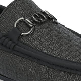 Black Sleek Textured Platform Heel Slip-On Loafer Shoes