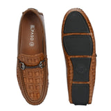 Brown Textured Platform Heel Slip-On Trendy Loafer Shoes