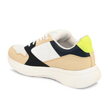 Peach, White & Black colour Men's lace-up casual shoes with white laces.