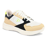 Peach, White & Black colour Men's lace-up casual shoes with white laces.