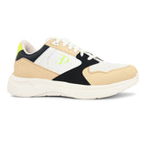 Peach, White & Black colour Men's lace-up casual shoes with white laces.
