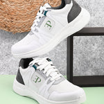 Black & White colour Men's lace-up casual athletic shoes with white laces.