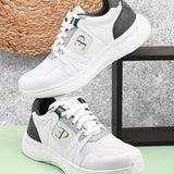 Black & White colour Men's lace-up casual athletic shoes with white laces.