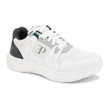Black & White colour Men's lace-up casual athletic shoes with white laces.