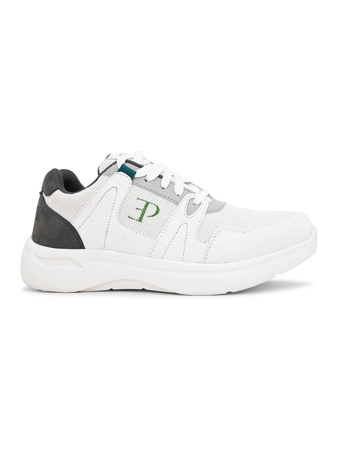 Black & White colour Men's lace-up casual athletic shoes with white laces.