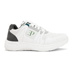 Black & White colour Men's lace-up casual athletic shoes with white laces.