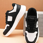 Black & White colour Men's lace-up casual athletic shoes with white laces.