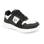 Black & White colour Men's lace-up casual athletic shoes with white laces.