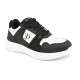 Black & White colour Men's lace-up casual athletic shoes with white laces.