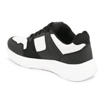 Black & White colour Men's lace-up casual athletic shoes with white laces.
