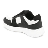 Black & White colour Men's lace-up casual athletic shoes with white laces.