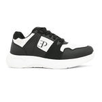 Black & White colour Men's lace-up casual athletic shoes with white laces.