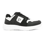 Black & White colour Men's lace-up casual athletic shoes with white laces.