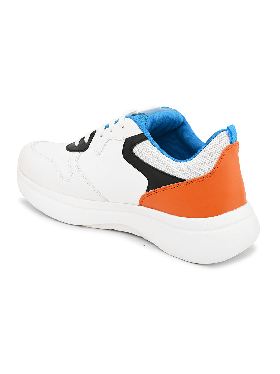 Orange, White & Black colour Men's lace-up casual shoes with white laces.