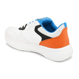 Orange, White & Black colour Men's lace-up casual shoes with white laces.