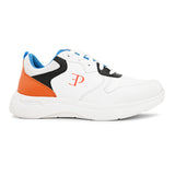 Orange, White & Black colour Men's lace-up casual shoes with white laces.