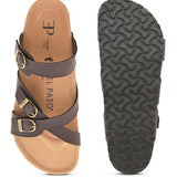 Brown Men's casual heel buckle strap sandal